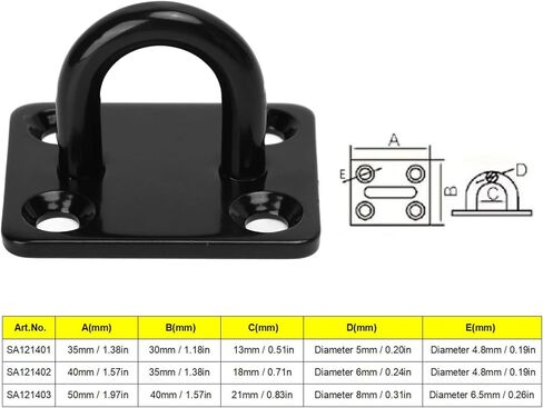 Drfeify Thickened Stainless Steel Wall Mount Pad Eye Scratch Black for Hammocks, Wire Ropes, Chains [5Pcs] (5mm) in Saudi Arabia