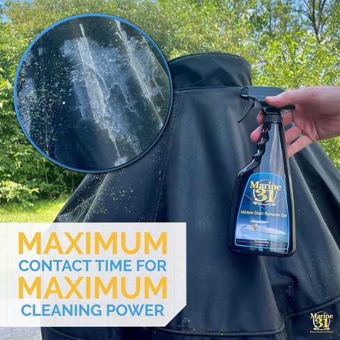 Marine 31 Mildew Stain Remover Gel Cleaner Kit | Removes Stains from Boats, Homes, Patios, Bathrooms, & Showers | Includes Interior Scrub Brush & Microfiber Towels | M31-375KITGEL-1 | 20oz in Kuwait