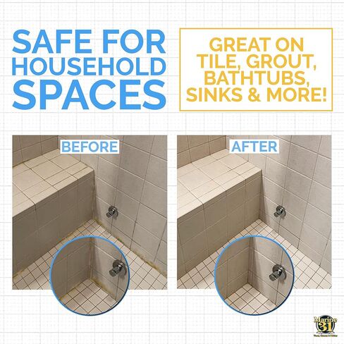 Marine 31 Mildew Stain Remover Gel Cleaner Kit | Removes Stains from Boats, Homes, Patios, Bathrooms, & Showers | Includes Interior Scrub Brush & Microfiber Towels | M31-375KITGEL-1 | 20oz in Kuwait