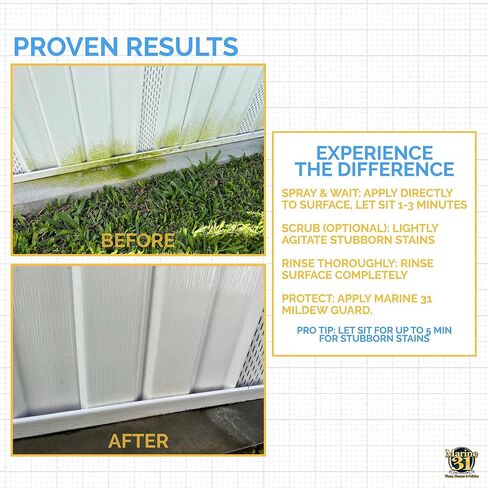 Marine 31 Mildew Stain Remover Gel Cleaner Kit | Removes Stains from Boats, Homes, Patios, Bathrooms, & Showers | Includes Interior Scrub Brush & Microfiber Towels | M31-375KITGEL-1 | 20oz in Kuwait