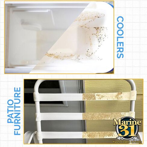 Marine 31 Mildew Stain Remover Gel Cleaner Kit | Removes Stains from Boats, Homes, Patios, Bathrooms, & Showers | Includes Interior Scrub Brush & Microfiber Towels | M31-375KITGEL-1 | 20oz in Kuwait