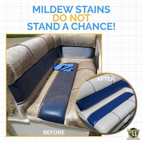 Marine 31 Mildew Stain Remover Gel Cleaner Kit | Removes Stains from Boats, Homes, Patios, Bathrooms, & Showers | Includes Interior Scrub Brush & Microfiber Towels | M31-375KITGEL-1 | 20oz in Kuwait