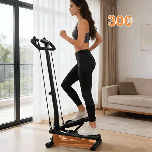 BeBecome Steppers للتمرين في المنزل، جهاز خطوة ملتوي مع مقود، جهاز خطوة للياقة البدنية منخفض التأثير مع شاشة LCD، مع شريط شد، مدرب القلب الهيدروليكي الهادئ للتمرينات الداخلية in Saudi Arabia