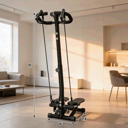 BeBecome Steppers للتمرين في المنزل، جهاز خطوة ملتوي مع مقود، جهاز خطوة للياقة البدنية منخفض التأثير مع شاشة LCD، مع شريط شد، مدرب القلب الهيدروليكي الهادئ للتمرينات الداخلية in Saudi Arabia