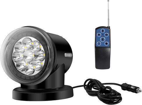 LED Spotlight for Truck, Remote LED Search Light 60W 12V 24V Marine Hunting Searchlight, Waterproof LED Spot Light for Off Road, 6 Powerful Magnets Built-in 360 Rotating, Auto Reset in Saudi Arabia