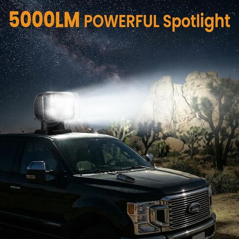 Remote Control LED Search Light,70W 6800lm LED Spotlight for Marine Offroad Pickup Hunting Go Outdoor,6 Inch,360 Rotating,12V 24V Spot Light,1 Strong Magnets in Saudi Arabia