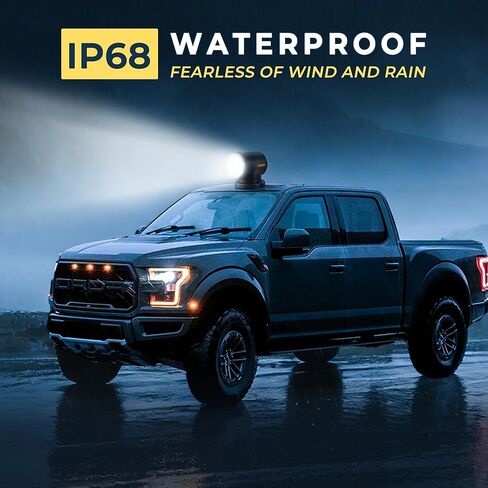 أضواء البحث LED عن بعد من KORKIE للشاحنة، إعادة ضبط تلقائي 360 درجة ضوء نقطة دوارة، أضواء بحرية مقاومة للماء للقارب 6 مغناطيسات قوية مدمجة باللون الأسود in Kuwait