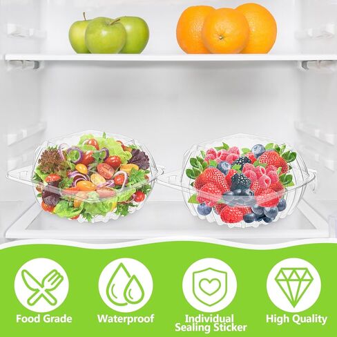 100 عبوة من حاويات الطعام الشفافة مع أغطية مفصلية، صناديق مفصلية للاستعمال مرة واحدة مع ملصقات إغلاق، حاويات بلاستيكية للاستخدام في مخبز كعكة سلطة الحلوى، 5.8 × 5.8 × 3.27 بوصة in Kuwait