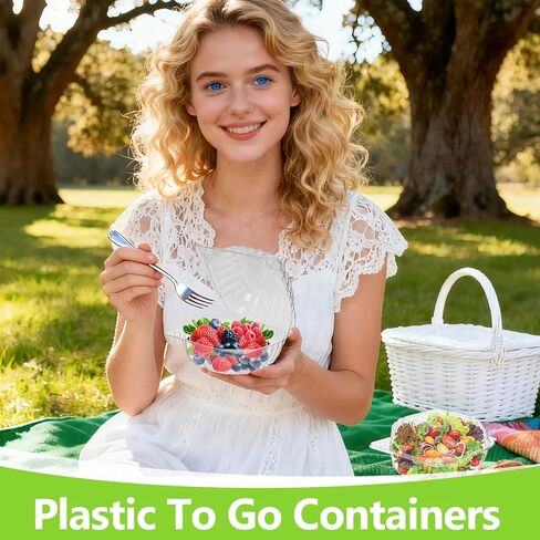 100 عبوة من حاويات الطعام الشفافة مع أغطية مفصلية، صناديق مفصلية للاستعمال مرة واحدة مع ملصقات إغلاق، حاويات بلاستيكية للاستخدام في مخبز كعكة سلطة الحلوى، 5.8 × 5.8 × 3.27 بوصة in Kuwait