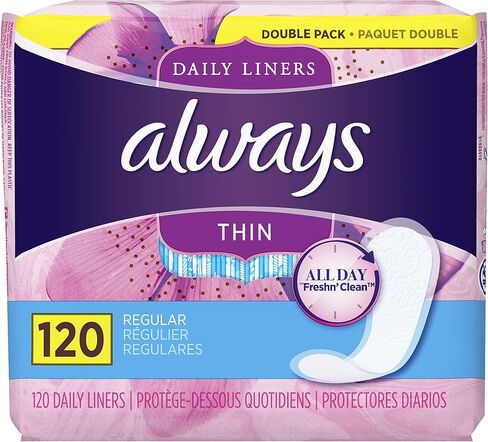 Thin Dailies, Unscented, Wrapped 120 Count in Saudi Arabia