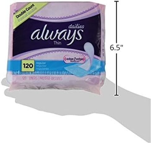 Thin Dailies, Unscented, Wrapped 120 Count in Saudi Arabia