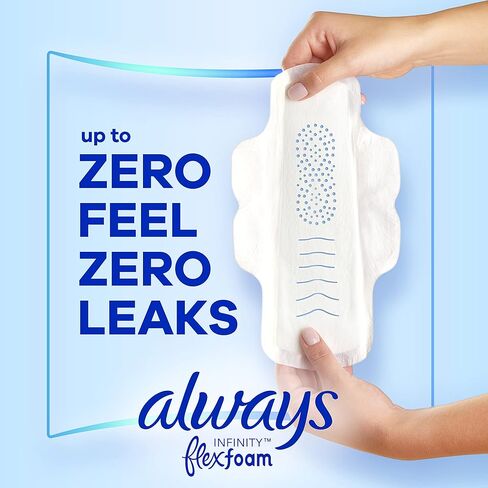Always Infinity Feminine Pads For Women, Size 1 Regular Absorbency, With Wings, With Flexfoam, Unscented, 18 Count in Saudi Arabia