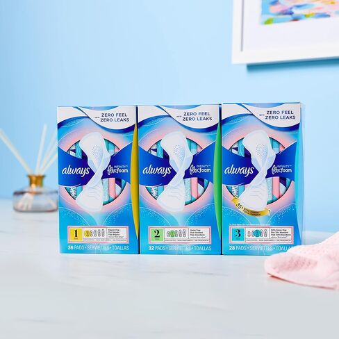 Always Infinity Feminine Pads For Women, Size 1 Regular Absorbency, With Wings, With Flexfoam, Unscented, 18 Count in Saudi Arabia