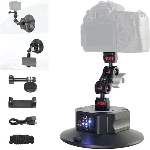 6in Electric Auto-Pump Suction Cup Mount with Aluminum Magic Arm, 360°Ball Head Mount for Car Windshield/Desktop/Insta360 Action/DSLR/Phone- Smart Pressure Sensor & One-Touch Control in Kuwait