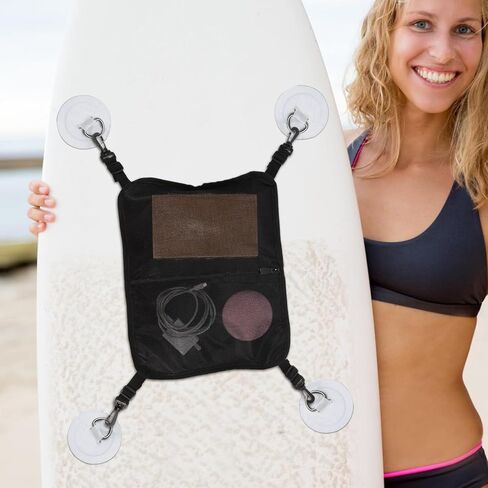 Surfboard Deck Bag and Kayak Mesh Storage Pouch Water-resistant Black Paddleboard Deck Organizer for Stand-up Paddleboarding Equipment in Saudi Arabia