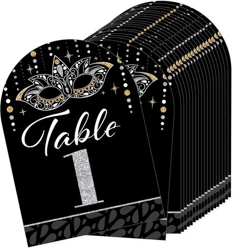 Big Dot of Happiness Masquerade - Venetian Mask Party Double-Sided 5 x 7 inches Cards - Table Numbers - 1-20 in Saudi Arabia
