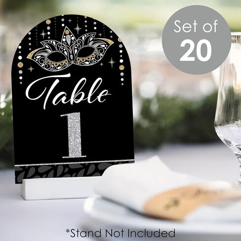 Big Dot of Happiness Masquerade - Venetian Mask Party Double-Sided 5 x 7 inches Cards - Table Numbers - 1-20 in Saudi Arabia