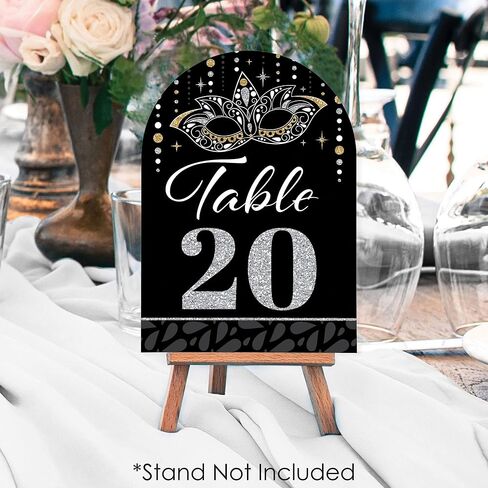 Big Dot of Happiness Masquerade - Venetian Mask Party Double-Sided 5 x 7 inches Cards - Table Numbers - 1-20 in Saudi Arabia