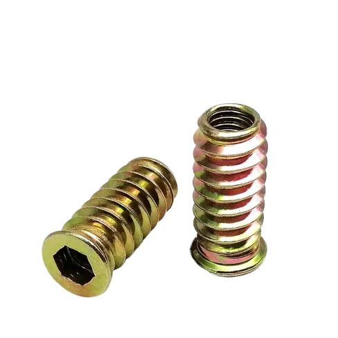 20pc M4 M5 M6 M8 M10 Hex Socket Thread Embedded Insert Nut E-Nut for Wood Bed Cabinet Furniture Carbon Steel 304 Stainless(304 Stainless Steel,M6x15) in Kuwait
