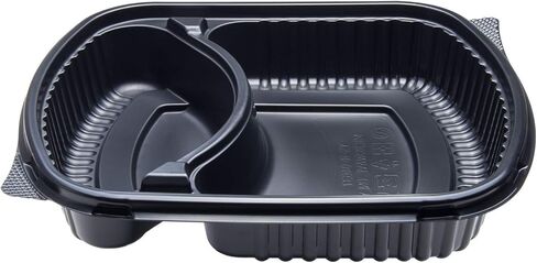 Karat 36oz PP Plastic Microwaveable Black Take Out Box, 2-compartment (Case of 300) in Saudi Arabia