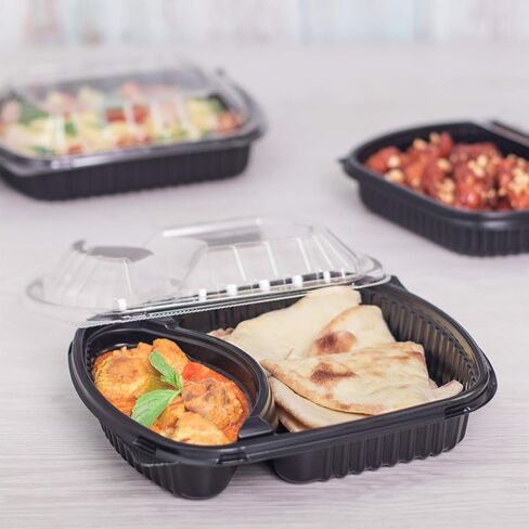 Karat 36oz PP Plastic Microwaveable Black Take Out Box, 2-compartment (Case of 300) in Saudi Arabia
