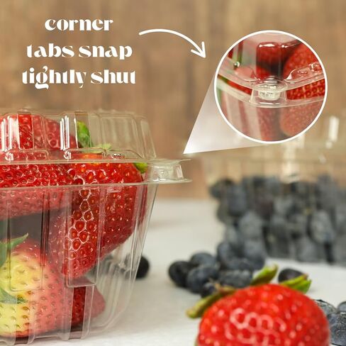 120 Count - 1 Pound Size Strawberry/Berry Basket Clam Shell Container for Refrigerator Berry Storage in Saudi Arabia