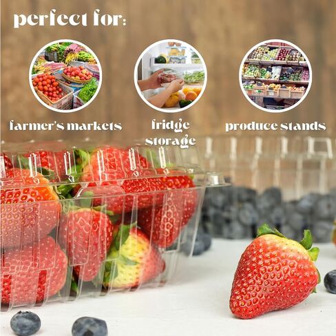 120 Count - 1 Pound Size Strawberry/Berry Basket Clam Shell Container for Refrigerator Berry Storage in Saudi Arabia