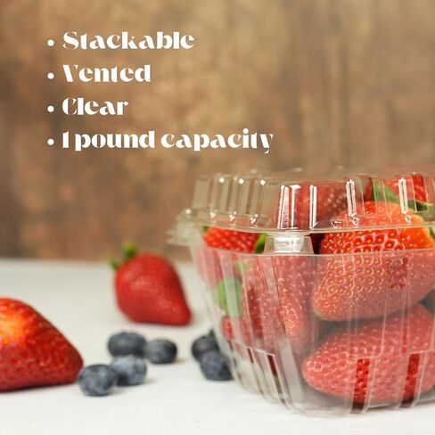120 Count - 1 Pound Size Strawberry/Berry Basket Clam Shell Container for Refrigerator Berry Storage in Saudi Arabia