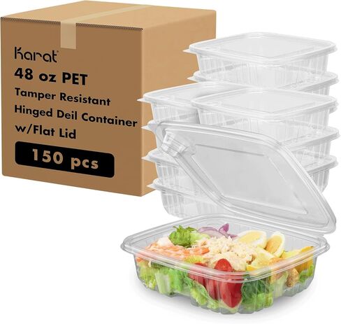 Karat 8oz PET Tamper Resistant Hinged Deli Container [200 ct] - Plastic Clamshell Food Containers, Easy Open Pull-Tab for Restaurants & Takeout in Saudi Arabia