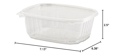 Genpak AD32 | 32oz Clear PET Hinged Deli Container | Recyclable, Made with up to 30% Post-Consumer Content, BPA Free, Made in The USA | 7.13" x 6.38" x 2.50" Case Count 200 in Kuwait