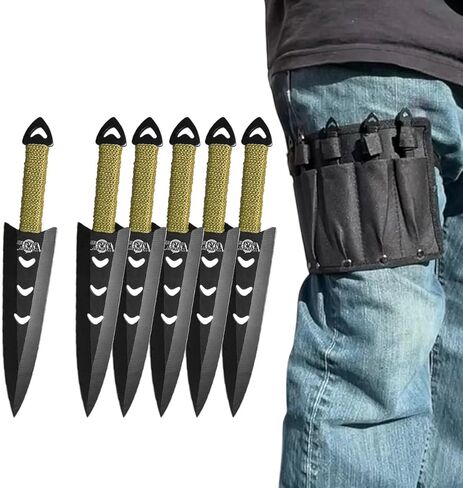 6 pcs. Ninja Tactical Combat Hunting Kunai Throwing Knife Set w/ Sheath Case in Kuwait