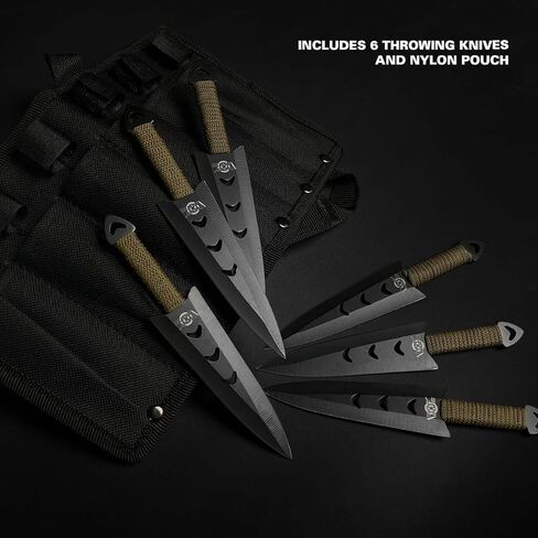 6 pcs. Ninja Tactical Combat Hunting Kunai Throwing Knife Set w/ Sheath Case in Kuwait