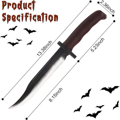 سكين مزيف من المطاط الإسفنجي - دعائم مزحة للهالوين واقعية تقتل الجزار، ملحقات ممارسة آمنة للفنون القتالية لزي لعب الأدوار في حفلات الرعب (رمادي) in Kuwait