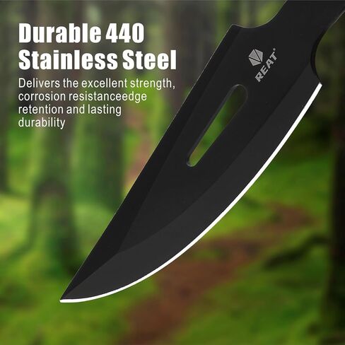 مجموعة سكاكين الرمي من REAT - 3 قطع، سكين رمي شديد التحمل مقاس 10 بوصات مع 440 من الفولاذ المقاوم للصدأ، تتضمن غمدًا للتخزين الآمن، وسكين نينجا كوناي للمنافسة والتدريب والترفيه والهدايا للرجال والنساء in Kuwait