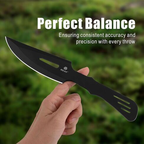 مجموعة سكاكين الرمي من REAT - 3 قطع، سكين رمي شديد التحمل مقاس 10 بوصات مع 440 من الفولاذ المقاوم للصدأ، تتضمن غمدًا للتخزين الآمن، وسكين نينجا كوناي للمنافسة والتدريب والترفيه والهدايا للرجال والنساء in Kuwait