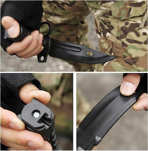 سكين مطاطي تكتيكي، تدريب عسكري ABS بلاستيك خنجر M9 M16 سكاكين ذات نصل ثابت مجموعة نموذج غمد من أجل Airsoft GunToy فنون الدفاع عن النفس التظاهر باللعب التنكرية لعبة المرح للهالوين in Kuwait