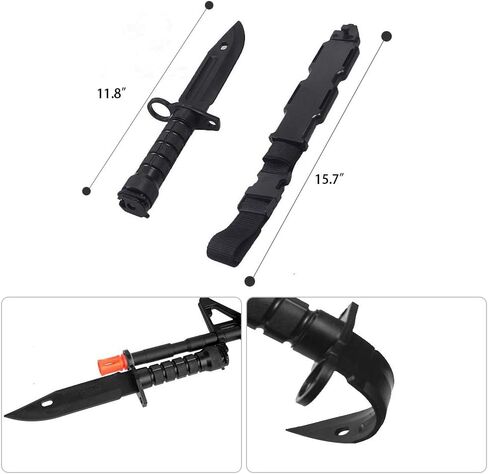 سكين مطاطي تكتيكي، تدريب عسكري ABS بلاستيك خنجر M9 M16 سكاكين ذات نصل ثابت مجموعة نموذج غمد من أجل Airsoft GunToy فنون الدفاع عن النفس التظاهر باللعب التنكرية لعبة المرح للهالوين in Kuwait