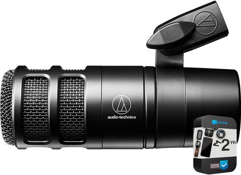 حزمة ميكروفون بودكاست ديناميكي من Audio-Technica AT2040 Hypercardioid مع حزمة حماية محسنة CPS لمدة عامين in Saudi Arabia