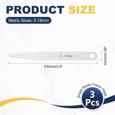 HARFINGTON 3pcs Metric Thickness Feeler Gauge 0.18mm Single Blade Oval Feeler Gauge 3CR-13 Stainless Steel Gap Measuring Tool for Repair Valve Guitar Spark Plug in Saudi Arabia