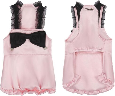 TOUCHDOG Pink Party Dress for Small Dogs Sparkling Tutu Dress with Glitter Strap, 3-Layer Tulle, Pink Diamond Bow Pet Formal Wear for Weddings Birthday Parties (Pink Dark Night Rose, Small) in Kuwait