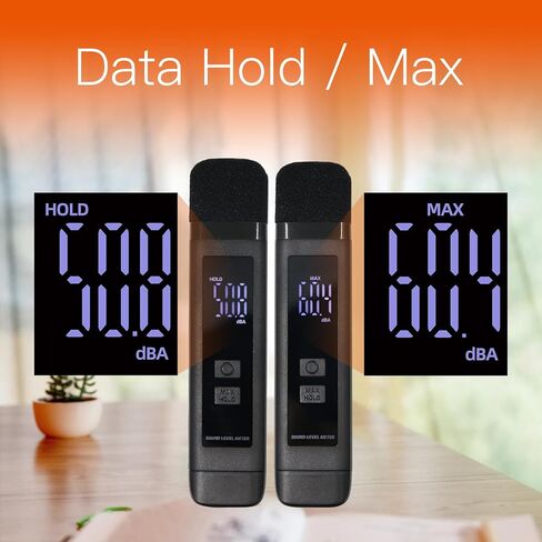 مقياس مستوى الصوت بمقياس ديسيبل مع شاشة LCD ديسيبل/ماكس/عقد البيانات ومؤشر البطارية، 30 ~ 130 ديسيبل للجيب SPL متر ديسيبل مراقبة الضوضاء قابلة للشحن لمنزل مصنع الجيران الصاخب in Kuwait