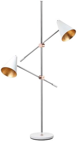 مجموعة Safavieh Lighting Reed الحديثة المعاصرة الاسكندنافية الكروم الرجعية/ أسود 71 بوصة 2-بوصة غرفة المعيش in Kuwait