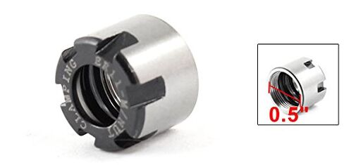 Uxcell a13112800ux0652 CNC Collet Chuck Repair Parts 12mm Thread Dia Clamping Nuts ER11, 0.6" Width, 0.5" Length, 0.5 Metal, Rubber in Saudi Arabia