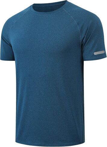 HYCOPROT Men’s Quick Dry Active Workout T Shirt, Men Moisture Wicking Short Sleeve Reflective Tee Top for Night Running Gym in Saudi Arabia