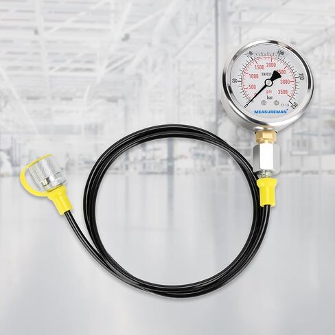 MEASUREMAN Hydraulic Test Gauge Kit with 3 Gauges (0-250bar/0-400bar/0-600bar) 6 Test Couplings 2 Hoses, High Precision Hydraulic Test Gauge Kit for Excavator, Machinery in Saudi Arabia