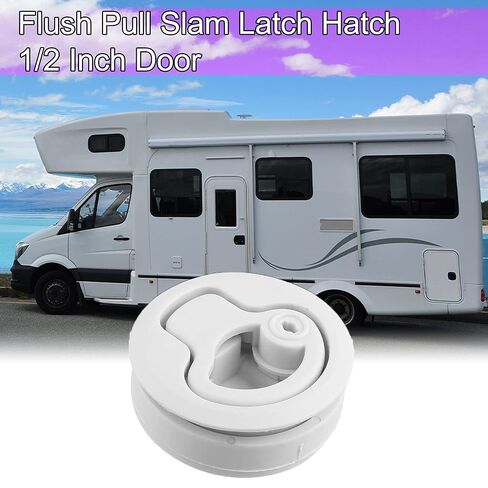 2 Pack Round Flush Pull Slam Latch Hatch Lift Door Lock with Keys, Beige Waterproof Replacement for RV Marine Boat Trailer Camper Toolbox, Recessed Paddle Handle in Saudi Arabia