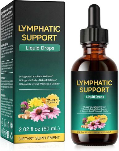 Lymphatic Drainage Drops, Support Supplement with Echinacea, Dandelion, Elderberry, Cleavers, Astragalus, Burdock & More, 2 FL OZ - Natural Lymphatic Cleanse & Immune Support in Kuwait