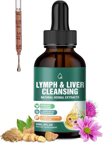 Liposomal Lymphatic Drainage Drops: 23 in 1 Lymphatic Drainage Supplements, Rich in Echinacea, Artichoke,Burdock Root,Elderberry for Lymphatic, Lungs, Liver Cleanse Detox & Repair, 2 fl oz in Kuwait