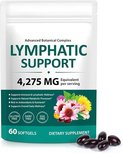 مكمل الدعم اللمفاوي - مركب نباتي متقدم مع إشنسا والهندباء والتوت - تركيبة صحية يومية غنية بمضادات الأكسدة - 240 كبسولة هلامية in Kuwait