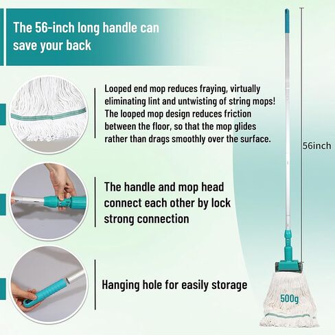 دلو ممسحة مستطيلة تجارية من Press Wringer على عجلات، 35 لتر، أصفر، أضف ممسحة تجارية واحدة ومجموعة واحدة من القفازات المطاطية in Kuwait